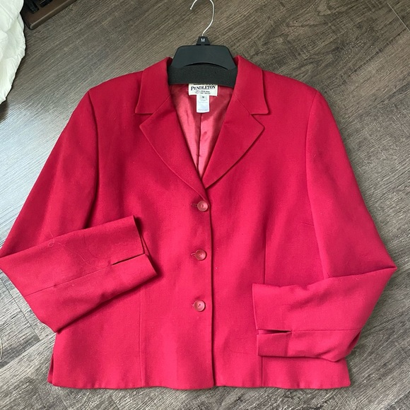 VTG red 14 Pendleton wool blazer buttons virgin - Picture 1 of 11